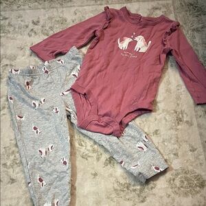 Puppy Long Sleeve Onesie and Gray Pants Set